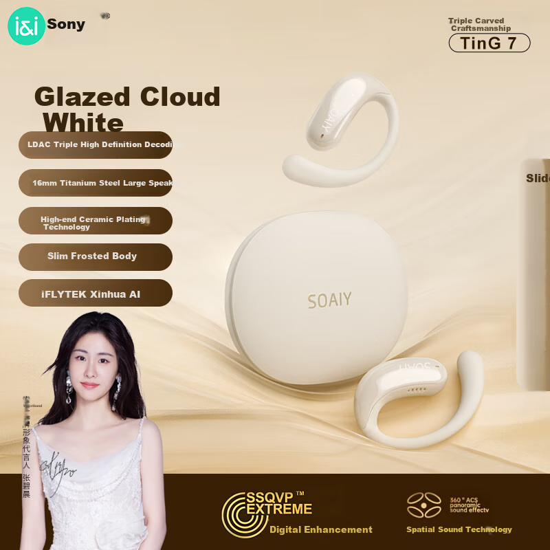 Soaiy Ting 7 Open-Air AI Smart Earbuds - True Wireless Long Battery