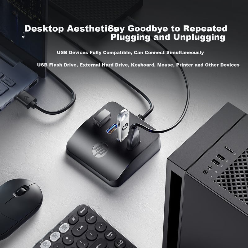 HP USB Hub Splitter Docking Station with 4 USB 3.0 Ports