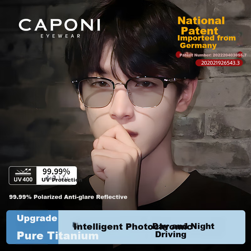 CAPONI Photochromic Polarized Sunglasses for Day and Night Use