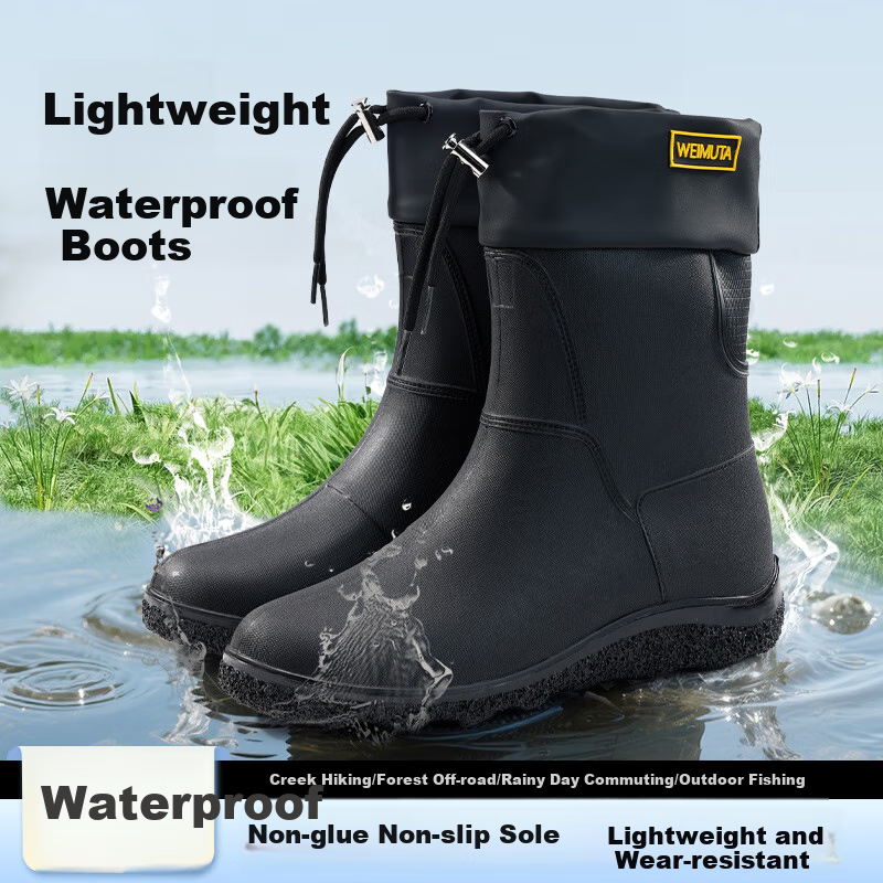 Lanoudun Men's Tall Waterproof Rain Boots