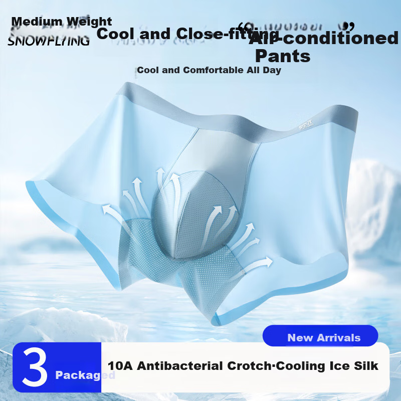 SNOWFLYING Men's Seamless Ice Silk Boxer Briefs