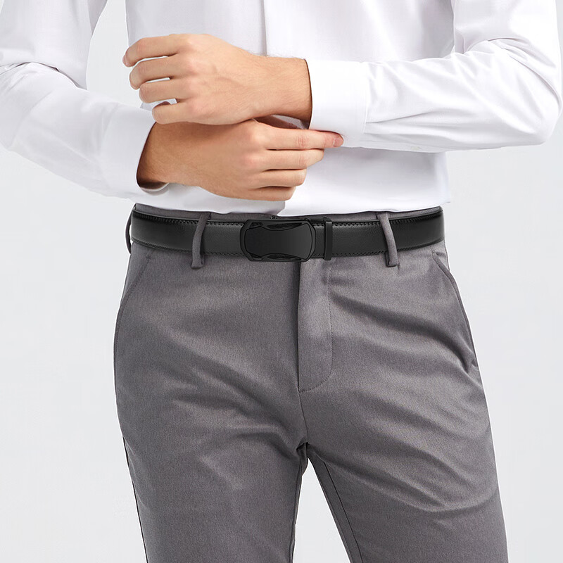 Biyoumei Men's Genuine Leather Belt with Automatic Buckle