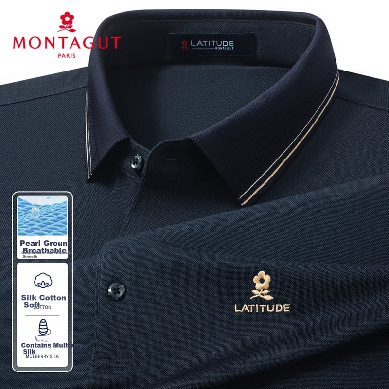 MONTAGUT Silk-Blend Men's Long Sleeve Polo