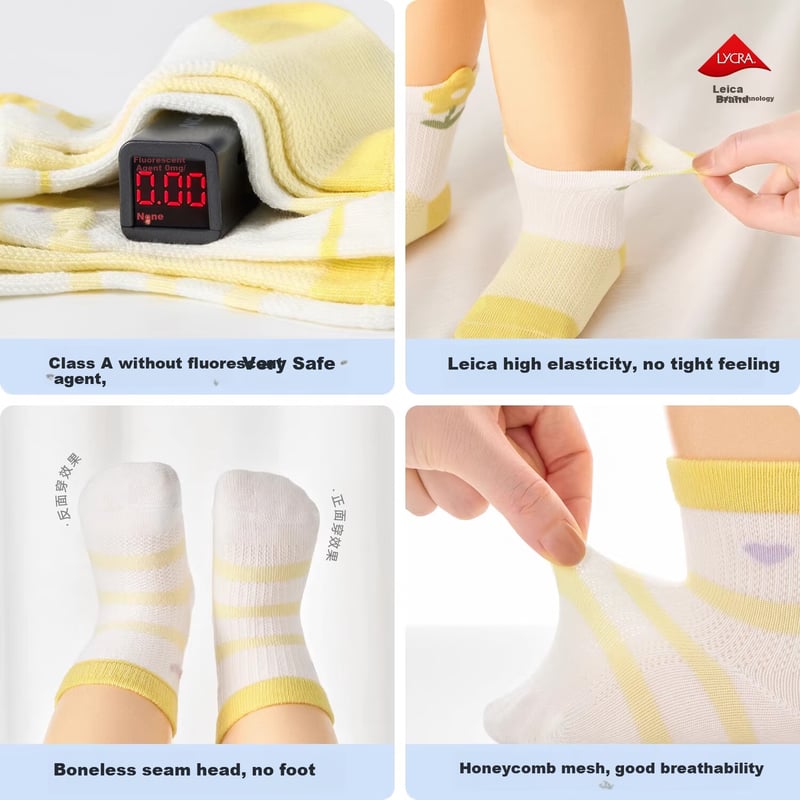 Niduoxiong Baby Socks - Spring/Summer Thin Cotton, 5 Pairs