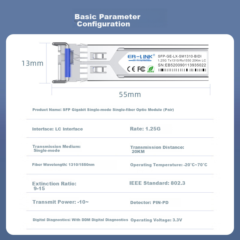EB-LINK SFP Single-Mode 1.25G 20km for Huawei