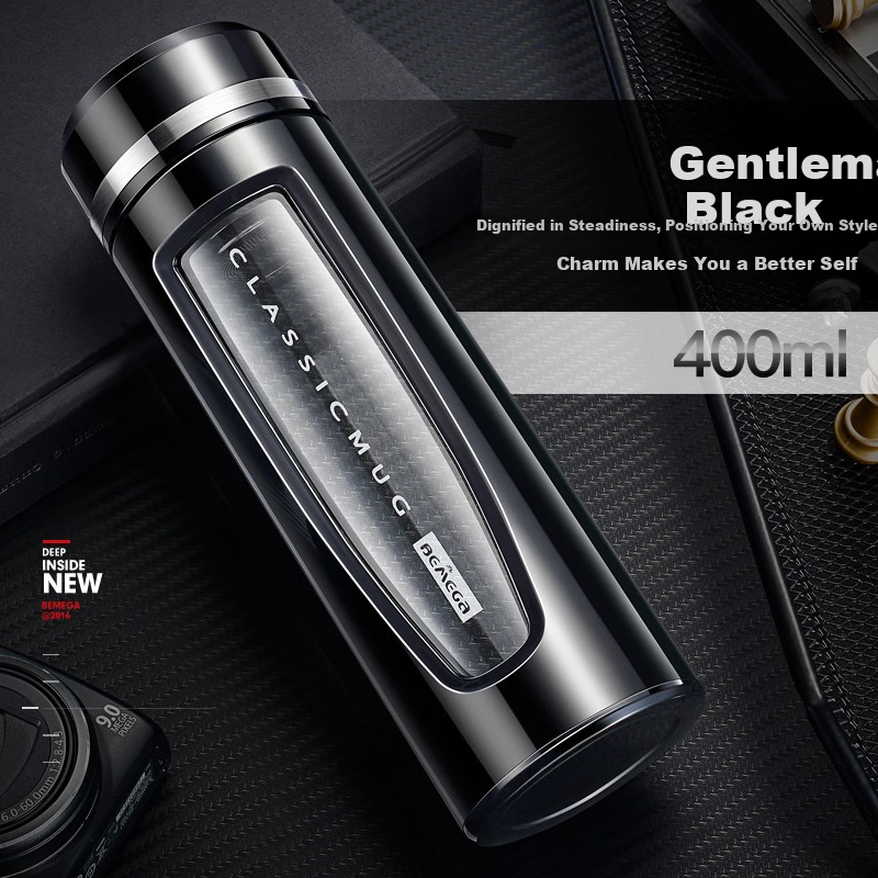 BEMEGA Double-Walled Glass Mug for Men and Women