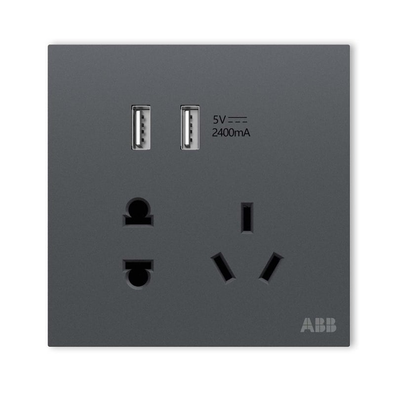 ABB Yingzhi Series 86-Type 5-Hole Dual USB Socket