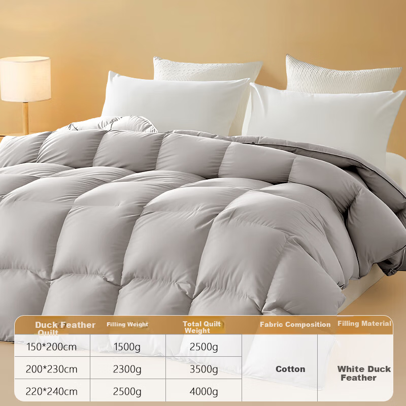 Yuanshenghuo 100% White Duck Down Comforter, 7kg Filling, All-Season Duvet, Gray
