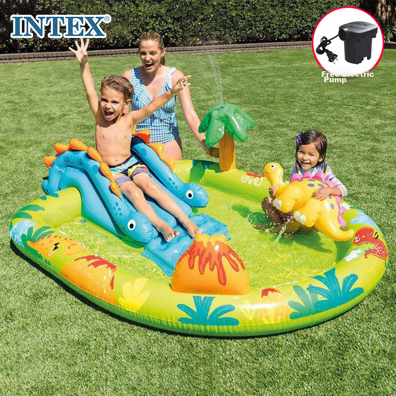 INTEX Volcano Dinosaur Water Pool Inflatable Castle Slide
