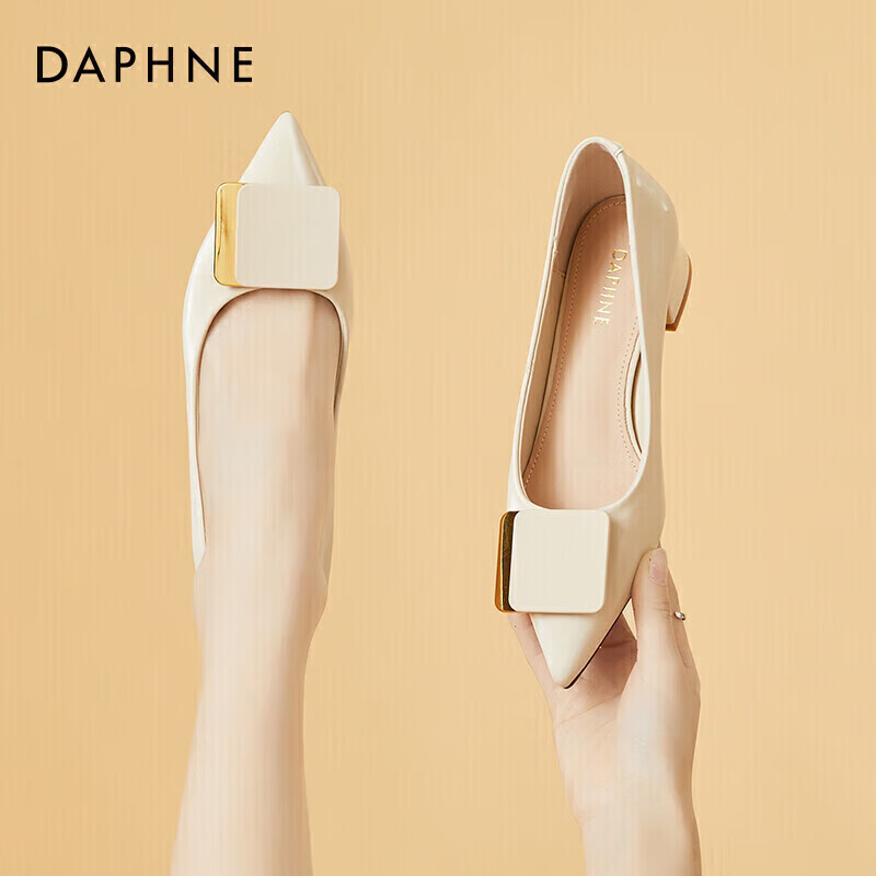 DAPHNE Women's Pointed Toe Chunky Heel Shoes
