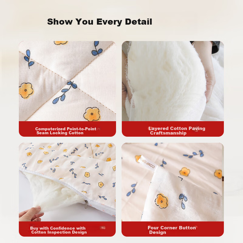 Mengshina 100% Pure Cotton Xinjiang Quilt 150x200cm 5 Jin - Huachuqing Pattern