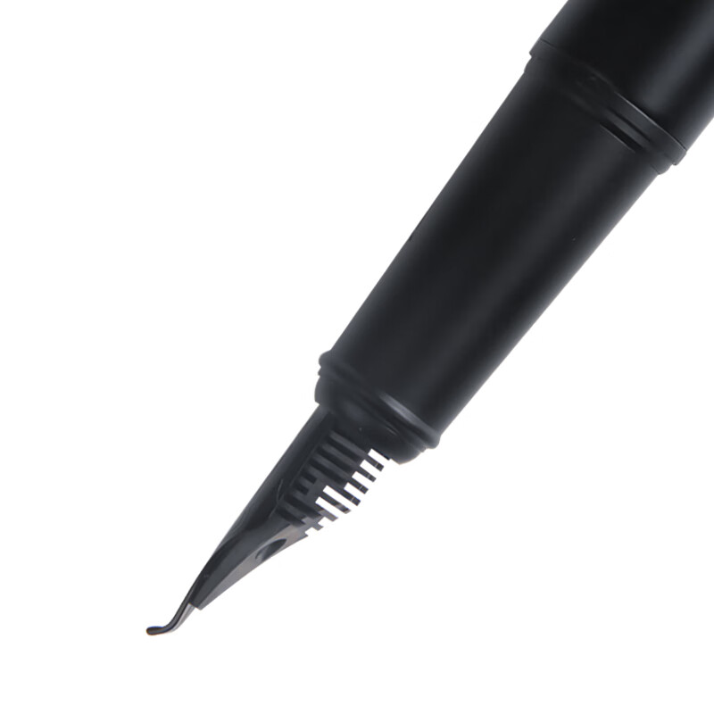 Pimio Calligraphy Fountain Pen with Bent Nib, 1.0mm Fine Nib Midnight Black
