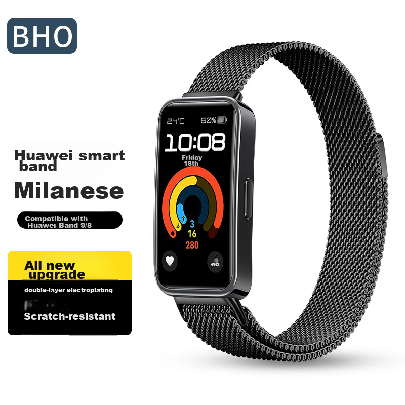 BHO Compatible Huawei Band 8/9 Metal Milanese Strap