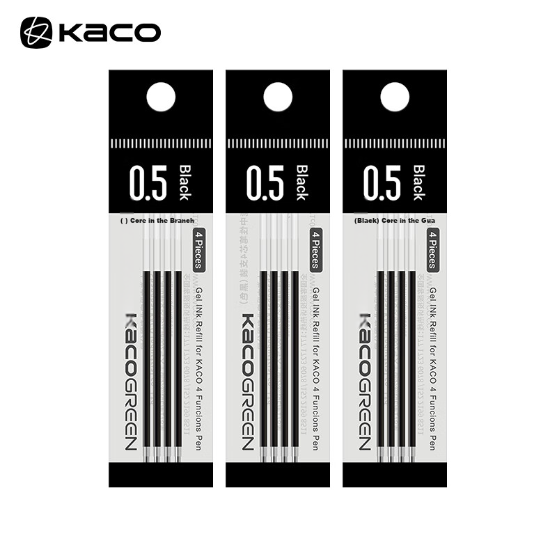 KACO Back to School Gel Pen Refills Black 4-Pack *3 Bags