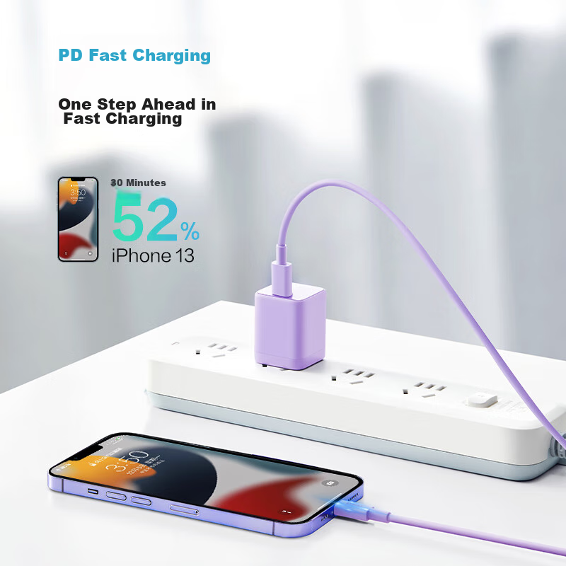 BULL MFi Certified PD Fast Charging Cable - 1m Misty Purple for iPhone and iPad