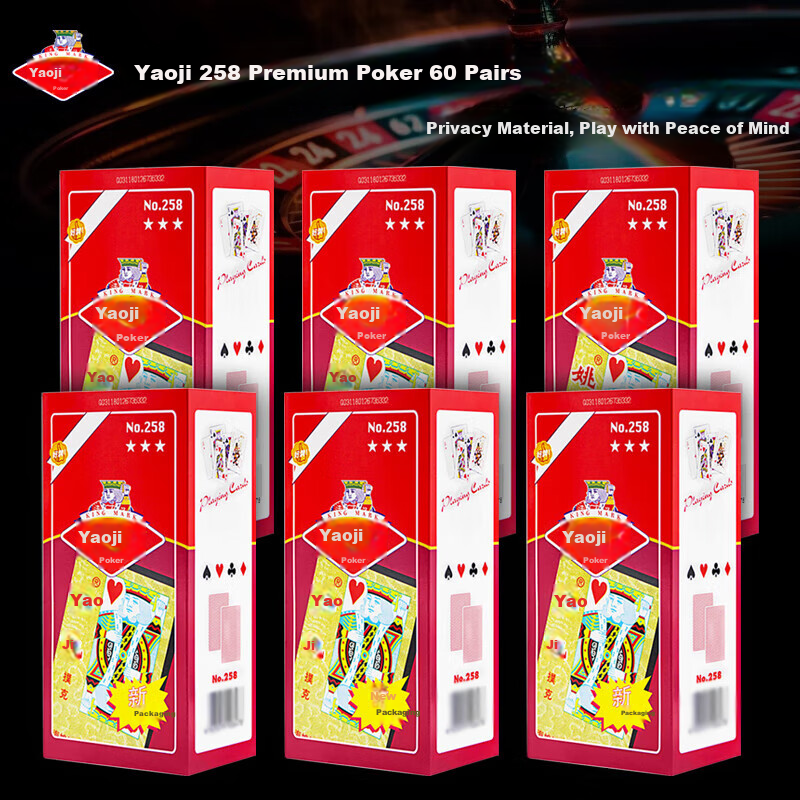Yaoji 258-Card Durable Foldable Playing Cards - 60 Decks for Card Games