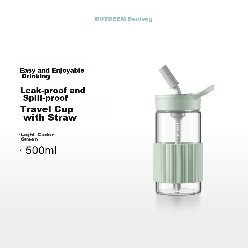 Buydeem 500ml Glass Straw Cup