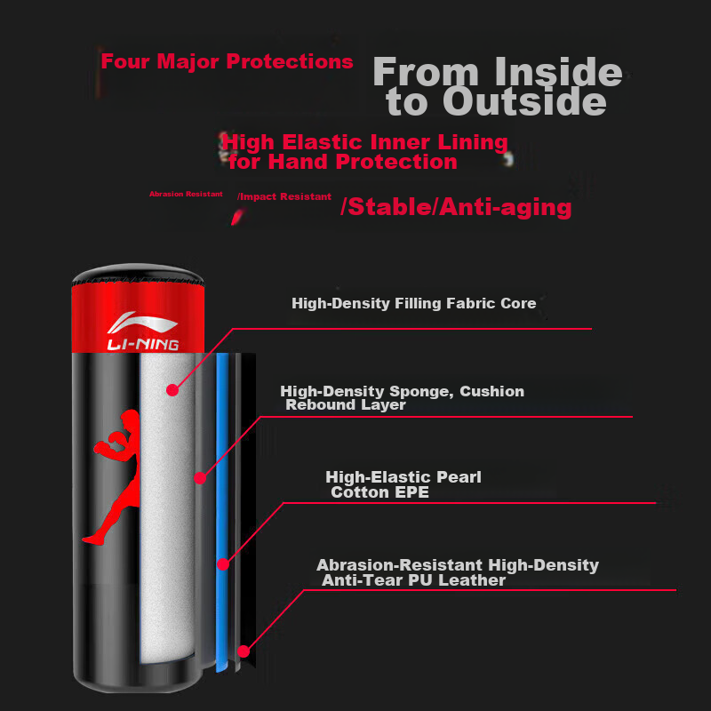 LI-NING Boxing Punching Bag - 63cm Base with Gloves