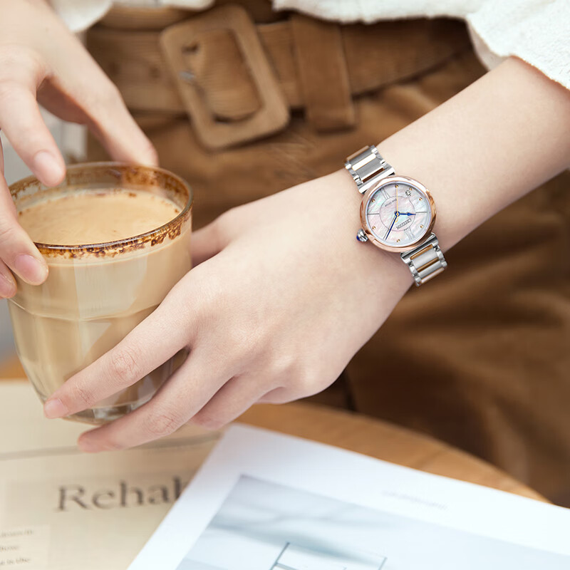 CITIZEN Women's Eco-Drive Watch with Mother-of-Pearl Dial and Rose Gold Steel Band