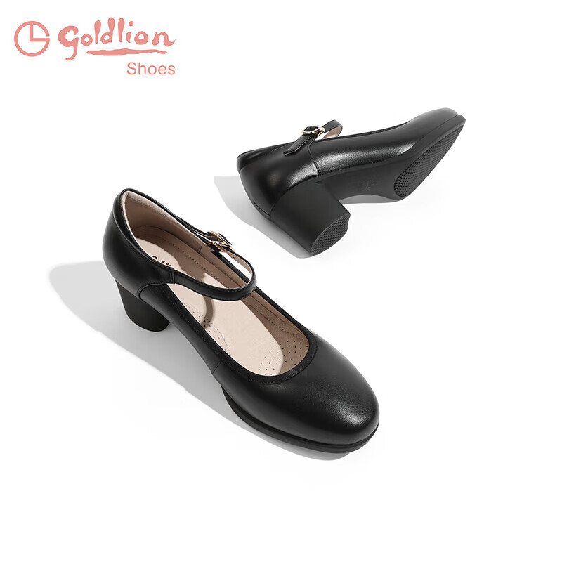 Goldlion Women's Chunky Heel Mary Jane Shoes