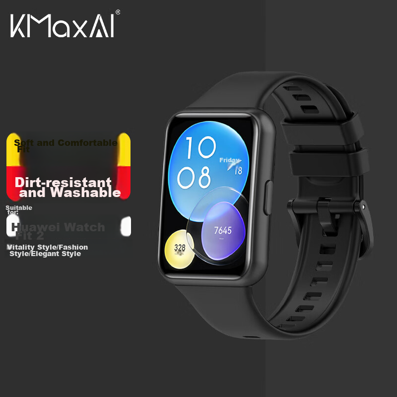 KMaxAI Sporty Silicone Band for Huawei Watch Fit 2