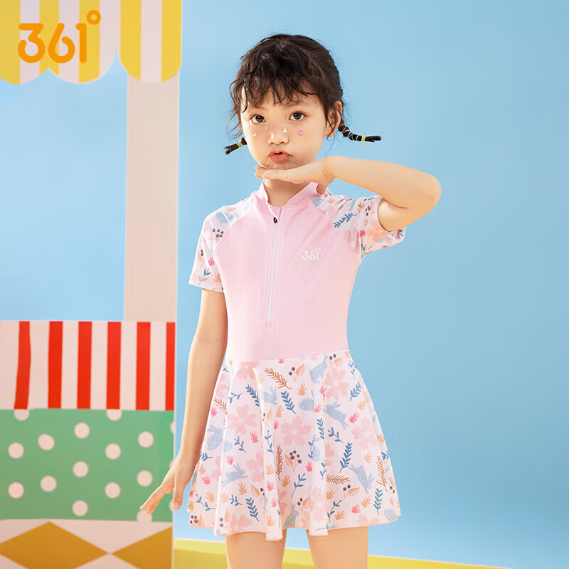 361° Girls' Summer Swimsuit - Soft One-Piece Dress-Style Bathing Suit for Kids