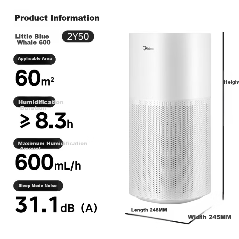 Midea Small Blue Whale 600 Mist-Free Humidifier