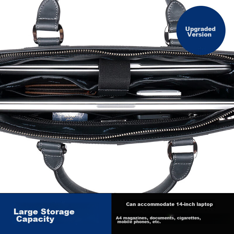 BVP Business Briefcase - Italian Cross Pattern Cowhide Leather
