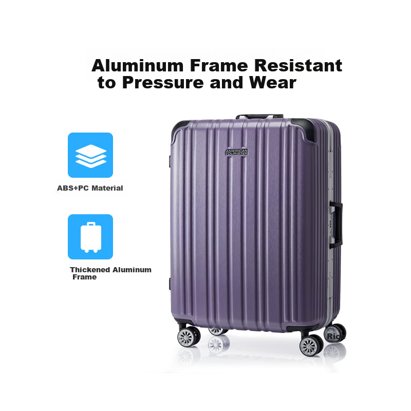AmericanTourister 20-Inch Carry-On Suitcase with Aluminum Frame & TSA Password Lock in Deep Purple