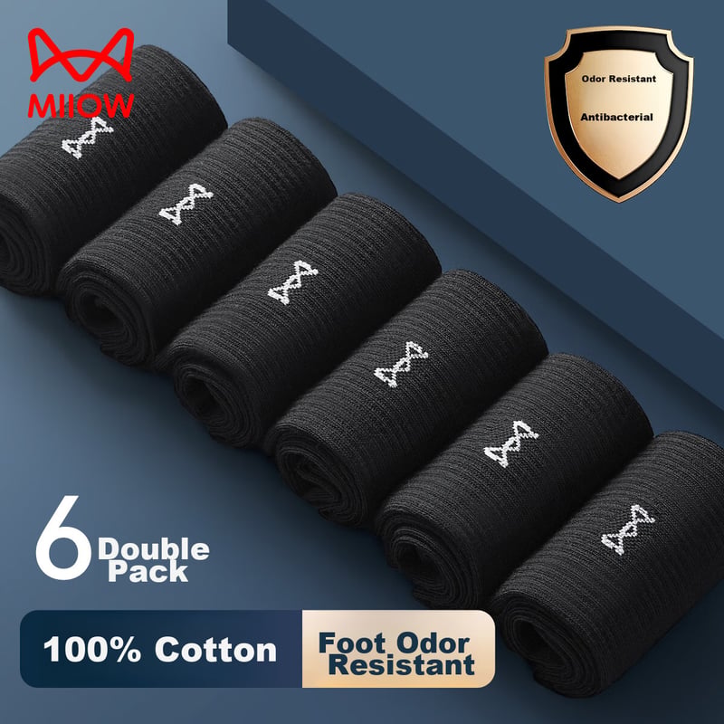 MiiOW Men's Mid-Calf Socks 6 Pairs