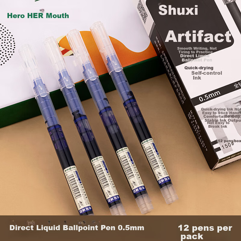 HERO 0.5mm Blue Rollerball Pen 12-Pack