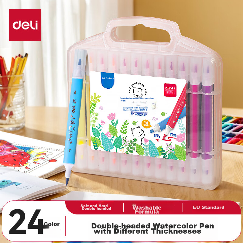 Deli 24-Color Dual-Tip Watercolor Markers