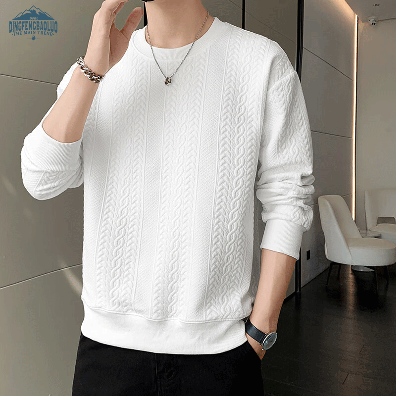 Dingfengbaoluo Men's Long-Sleeve Sweatshirt JE2221 White 2XL