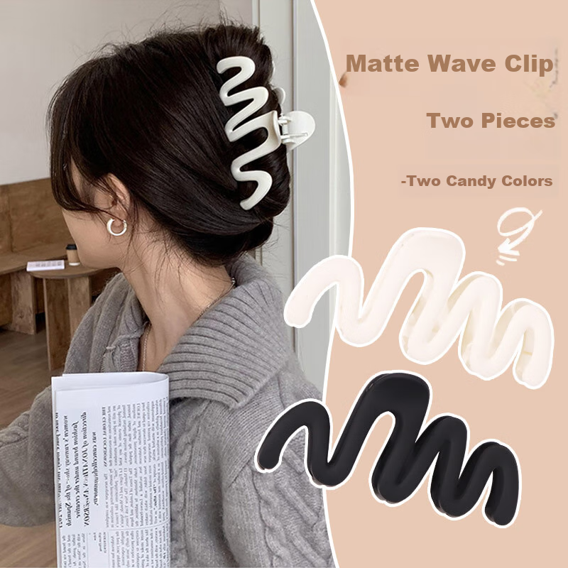 TaTanice Large Wave Hair Claw Clips for Thick Hair, 2-Pack