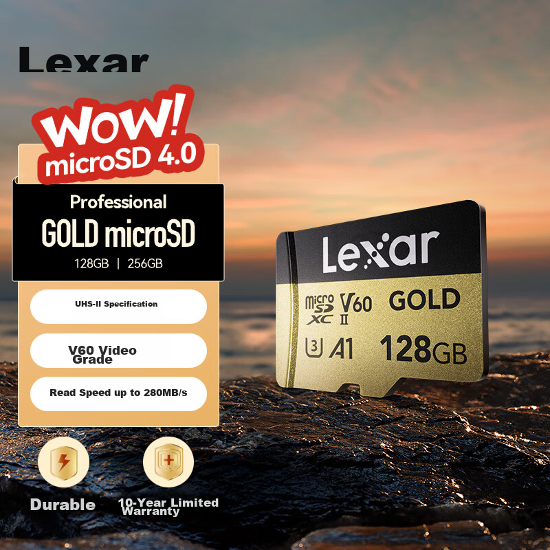 Lexar GOLD 128GB MicroSD U3 V60 High-Speed Card