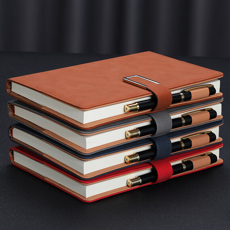 Longe A5 Brown Leather-Style Business Notebook