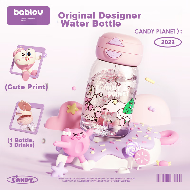 BABLOV Children's Water Bottle with Straw