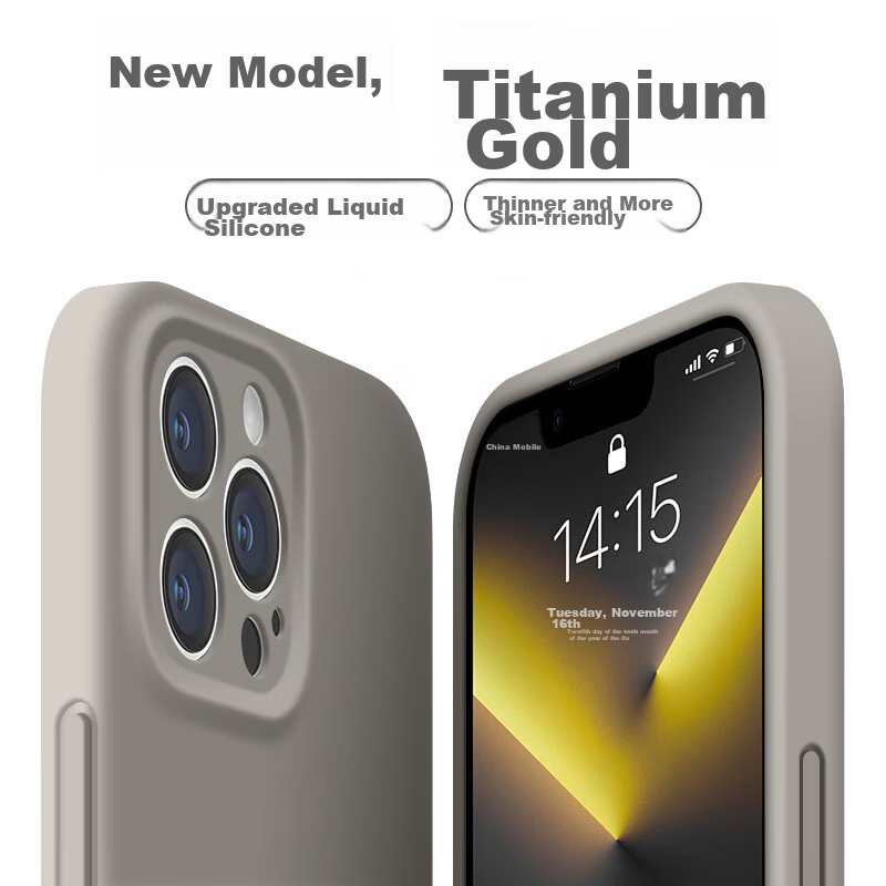NEYAA iPhone 13 Pro Max Liquid Silicone Case - Titanium Gold