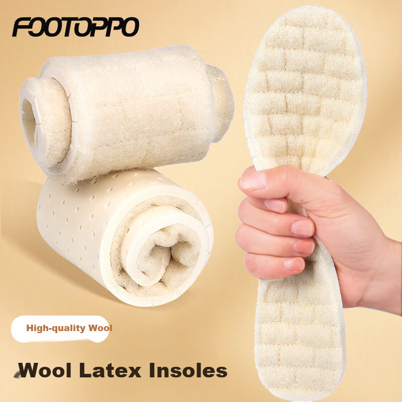 FOOTOPPO Wool Latex Warm Insoles for Winter