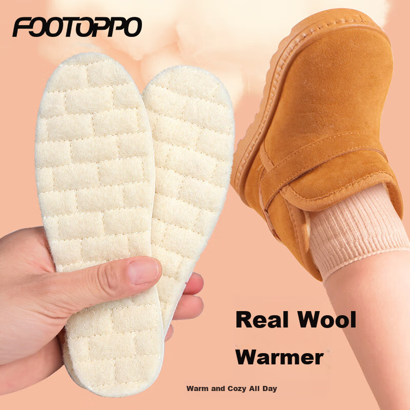 FOOTOPPO Wool Latex Insoles for Kids - Warm Winter Shoe Inserts