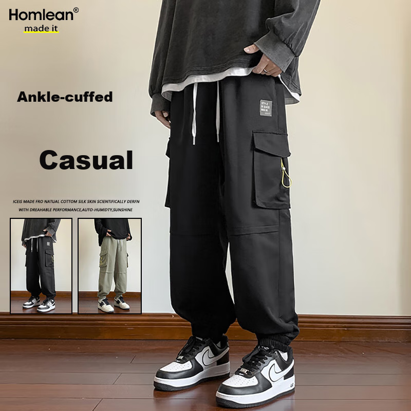 Homlean Paratrooper Cargo Pants for Men Black M
