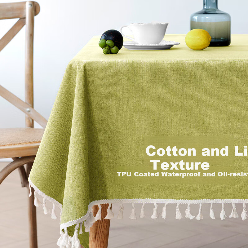 AVIVI | Aiwei Cotton Linen Waterproof Tablecloth with Tassels