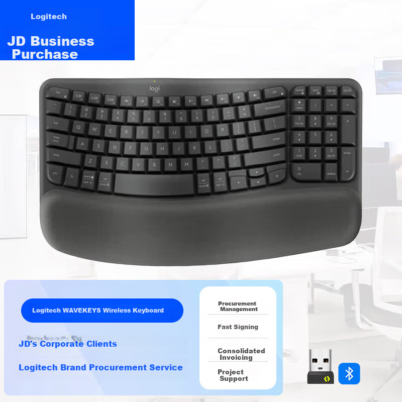 Logitech WAVEKEYS Commercial Wireless Ergonomic Keyboard