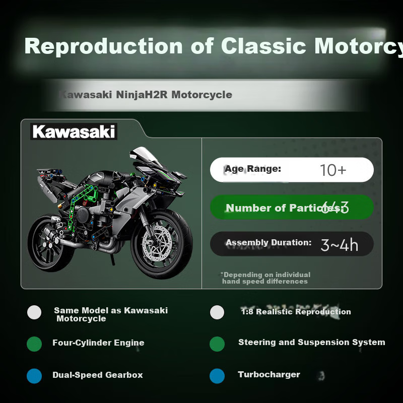 LEGO Technic Kawasaki H2 Motorcycle Building Toy 42170