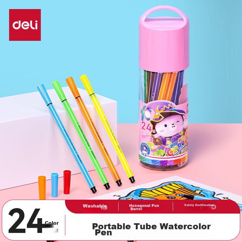 Deli 24-Color Washable Watercolor Markers