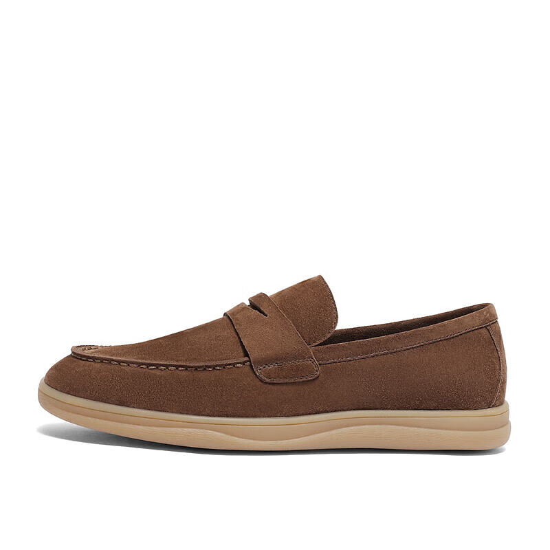SENDA Men's Brown Casual Leather Slip-On Shoes
