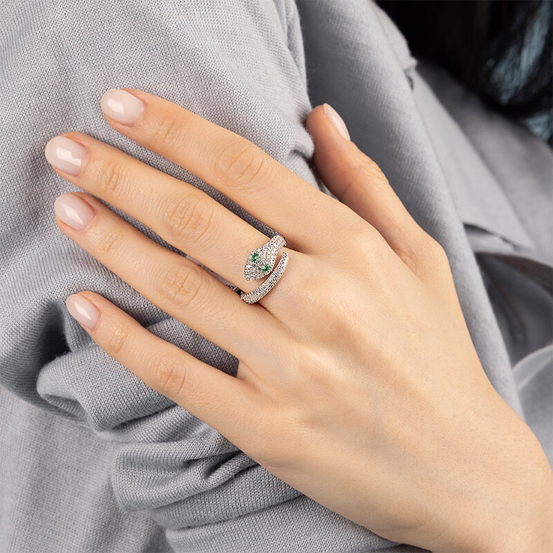 APM Monaco Green Eye Snake Ring