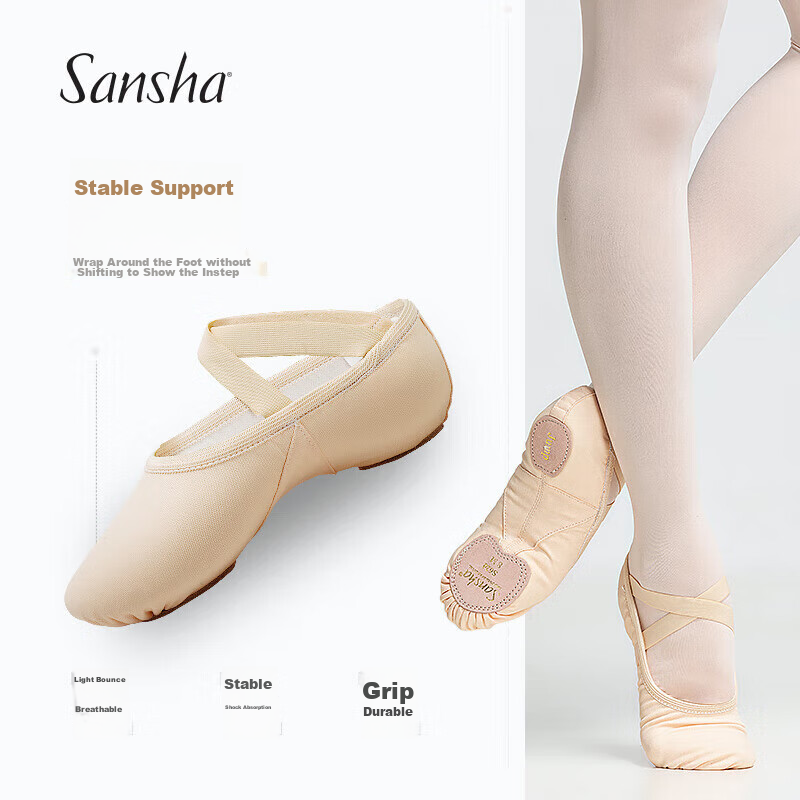 Sansha Ballet Shoes - Soft Pink Cat Paw Style S62D/P