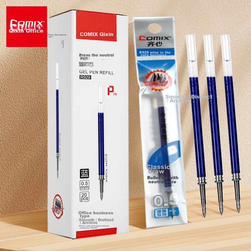 COMIX 0.5mm Blue Bullet Tip Retractable Pen Refill