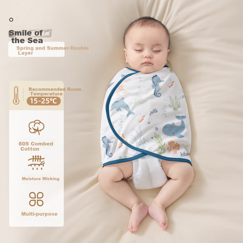 Beipeisi Double Layer Baby Sleeping Bag Summer Swaddle